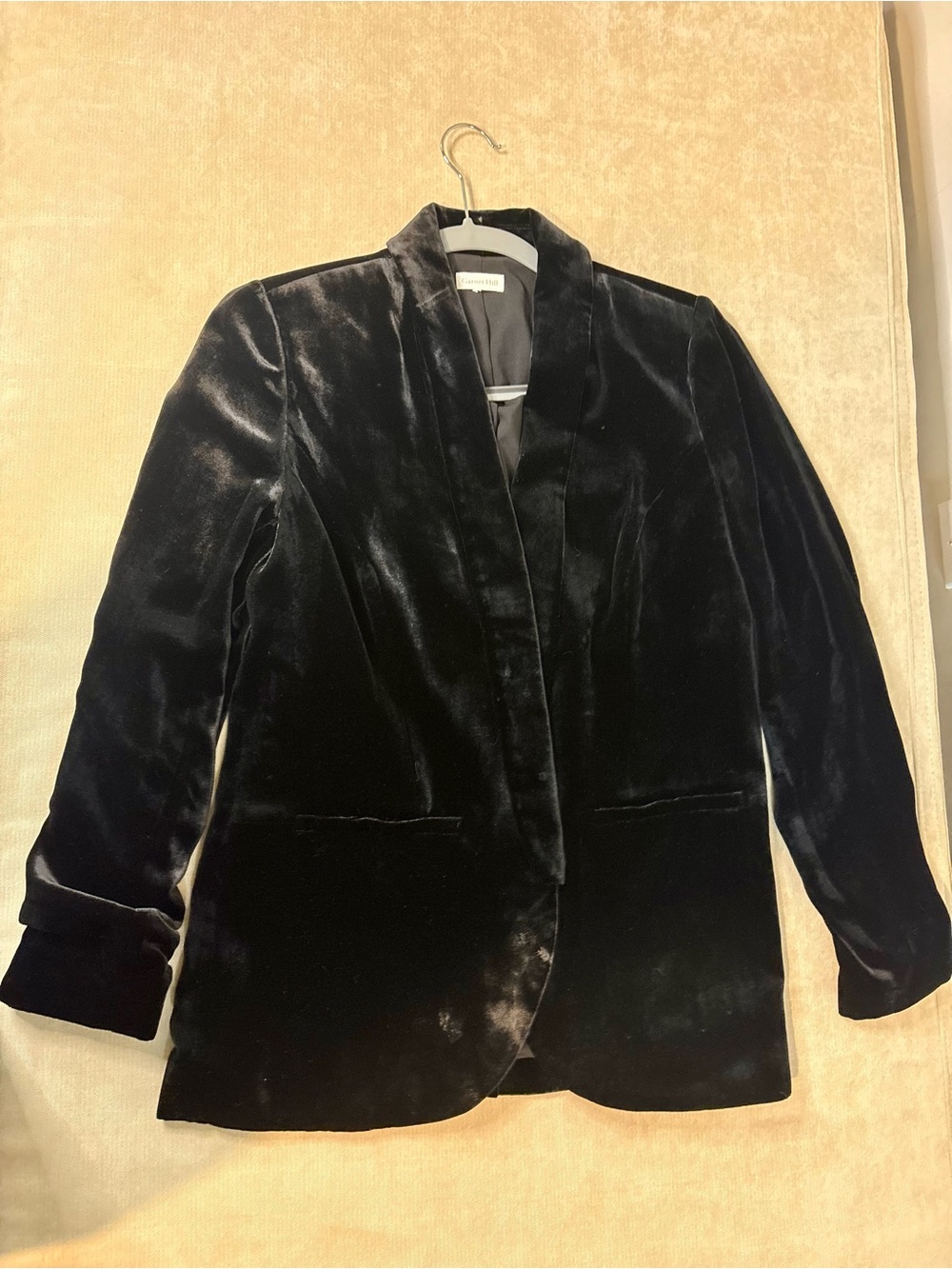 Garnet Hill Black Velvet Blazer Jacket